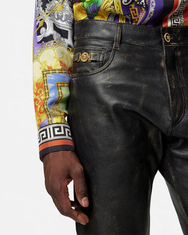 Distressed Leather Pants