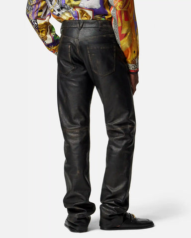 Distressed Leather Pants