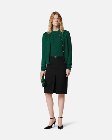 Jacquard Viscose Knit Fitted Cardigan