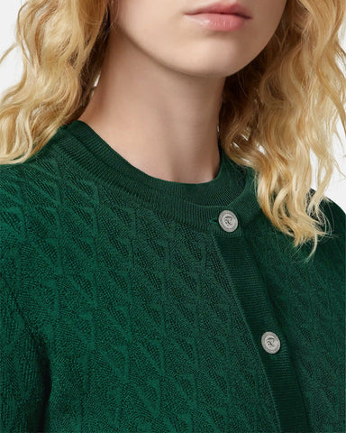 Jacquard Viscose Knit Fitted Cardigan