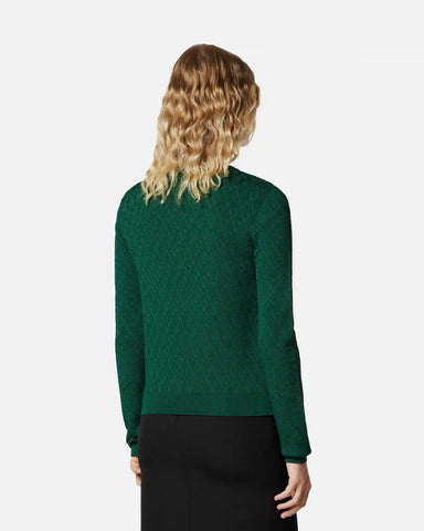 Jacquard Viscose Knit Fitted Cardigan