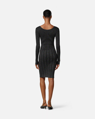 Lurex-Blend Ribbed Knit Midi Dress