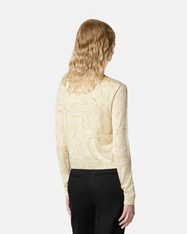 Printed Silk Knit Cardigan