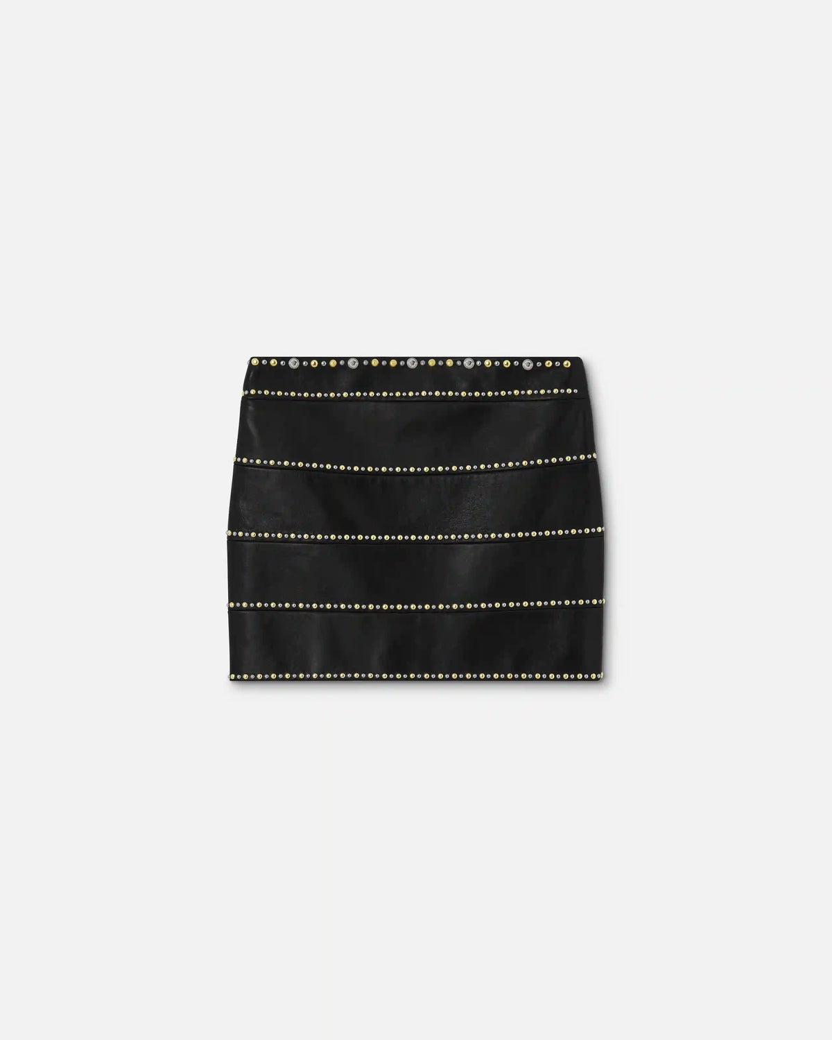 Embellished Leather Mini Skirt