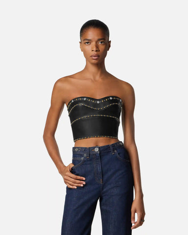 Embellished Leather Bustier