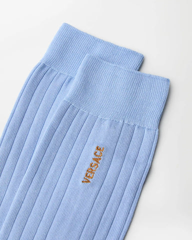 Embroidered Cotton Ribbed Socks