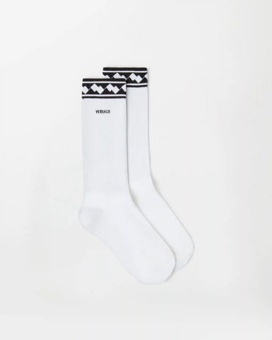 Embroidered Cotton Ribbed Socks