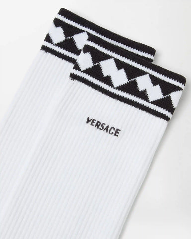 Embroidered Cotton Ribbed Socks