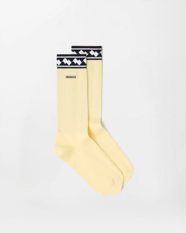 Embroidered Cotton Ribbed Socks