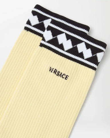 Embroidered Cotton Ribbed Socks