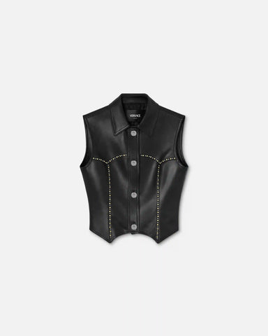 Embellished Leather Vest
