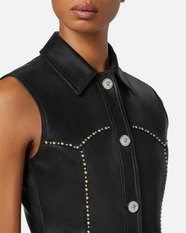 Embellished Leather Vest