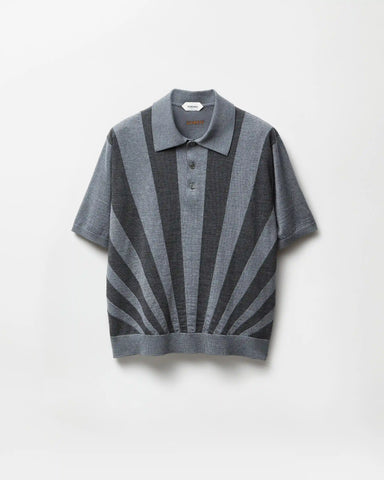 Embroidered Intarsia Wool Knit Polo