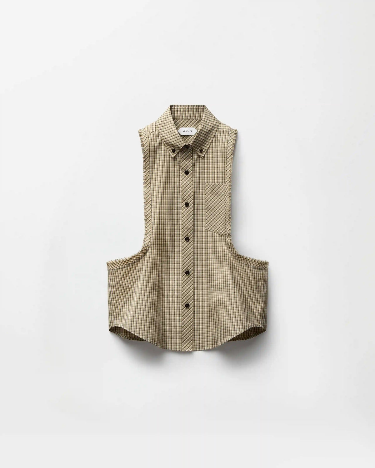 Micro-Check Cotton-Poplin Sleeveless Shirt