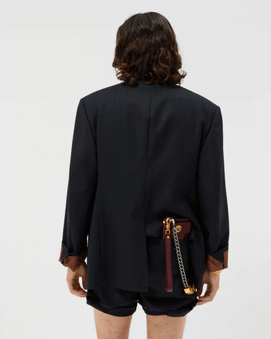 Pinstripe Wool Boxy Blazer