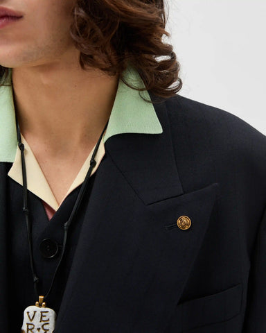 Pinstripe Wool Boxy Blazer