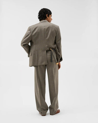 Pinstripe Wool Twill Oversized Pants