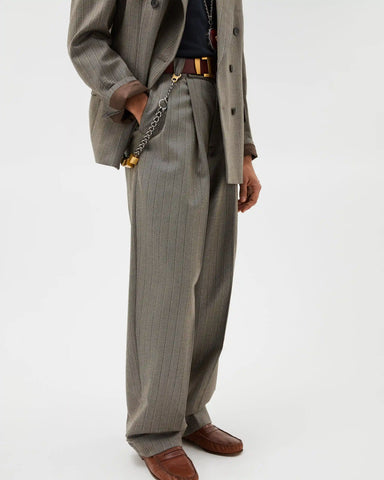 Pinstripe Wool Twill Oversized Pants