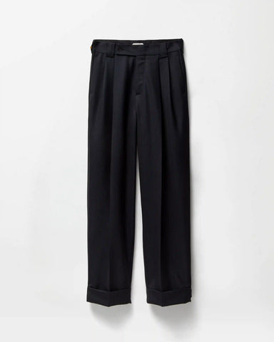 Pinstripe Wool Twill Oversized Pants