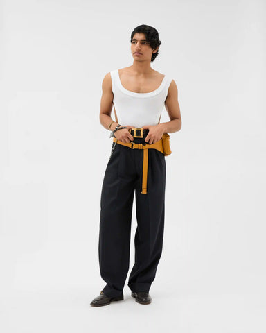 Pinstripe Wool Twill Oversized Pants