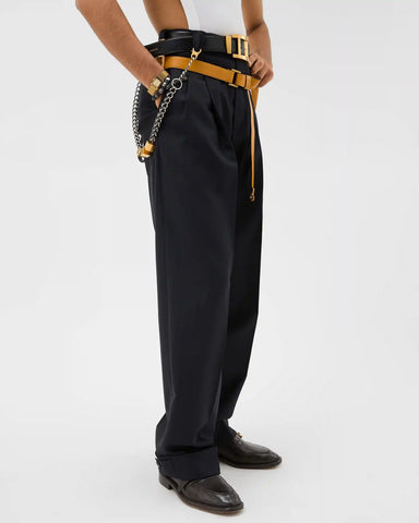 Pinstripe Wool Twill Oversized Pants