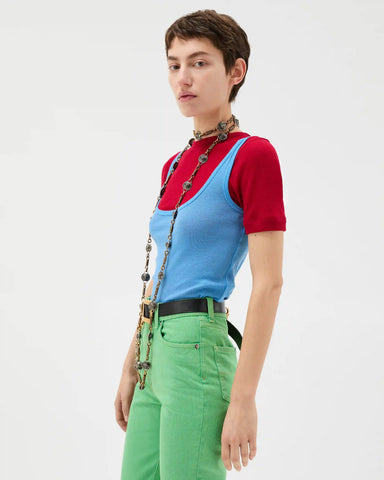 Embroidered Ribbed Wool Tank Top