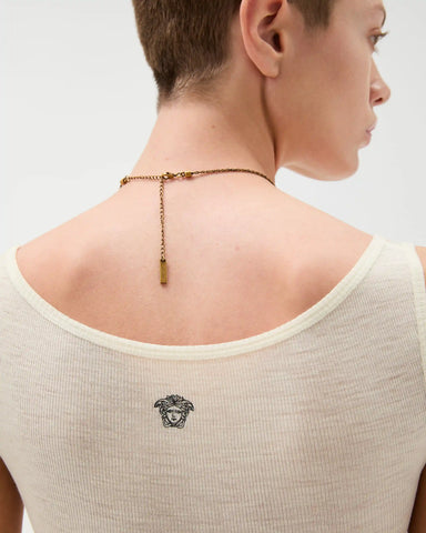 Embroidered Ribbed Wool Tank Top