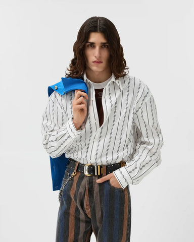 Jacquard Cotton-Silk Loose Shirt