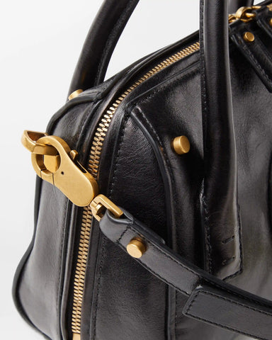 Roomy Small Leather Boston Bag