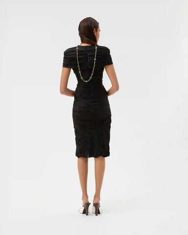 Draped Envers-Satin Midi Dress