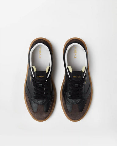 Greca Court Nappa & Suede Sneakers