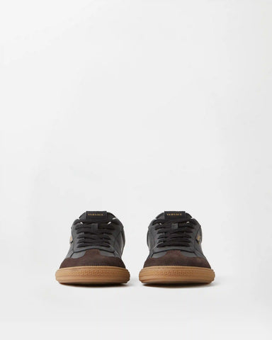 Greca Court Nappa & Suede Sneakers