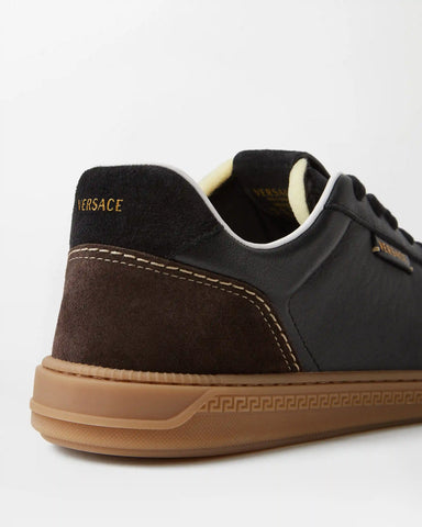 Greca Court Nappa & Suede Sneakers