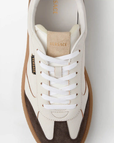 Greca Court Nappa & Suede Sneakers