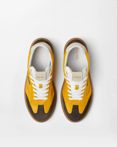 Greca Court Nappa & Suede Sneakers
