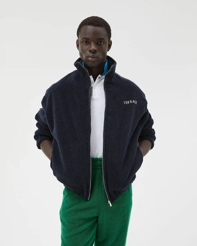 Cotton-Terry Jacquard Zip Sweatshirt
