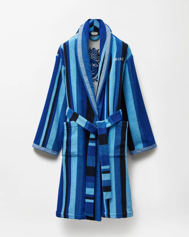 Striped Cotton-Terry Jacquard Bathrobe