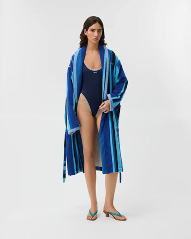 Striped Cotton-Terry Jacquard Bathrobe