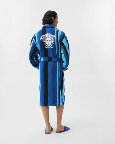 Striped Cotton-Terry Jacquard Bathrobe