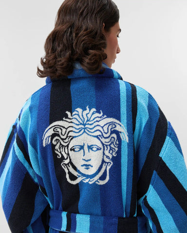 Striped Cotton-Terry Jacquard Bathrobe