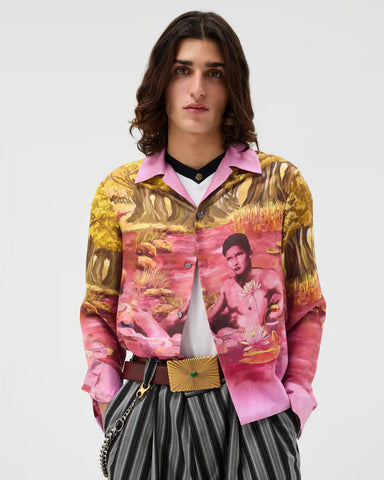 Printed Silk Twill Slim Shirt