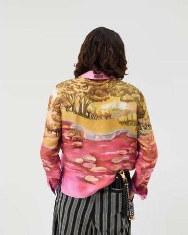 Printed Silk Twill Slim Shirt