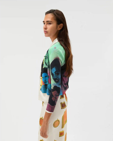 Printed Silk Knit Cardigan