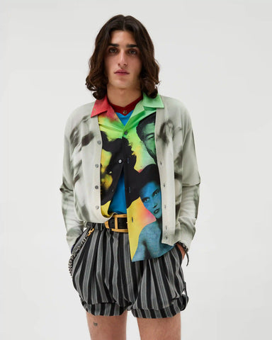 Printed Silk Knit Cardigan