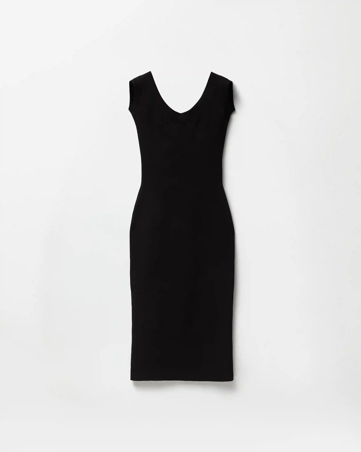 Cotton Ribbed Knit Midi Dress