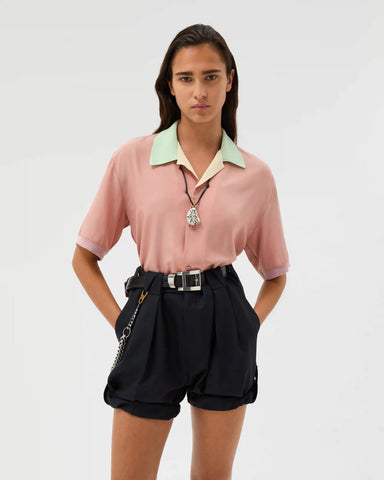 Silk-Poplin Crop Shirt