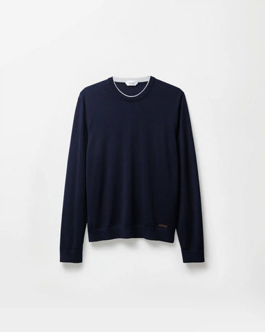Embroidered Wool Knit Crewneck Sweater