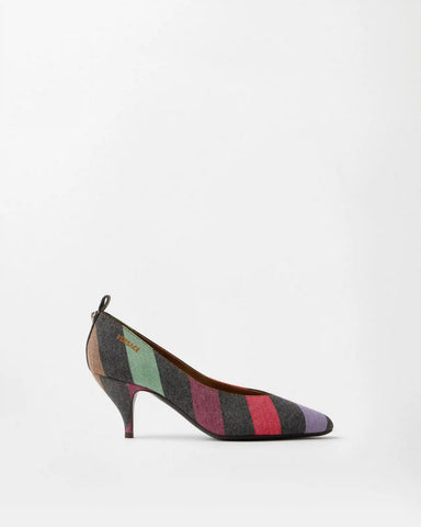 Tina Striped Denim Pumps 65 mm