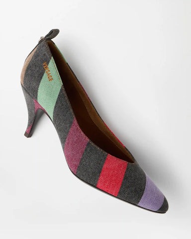 Tina Striped Denim Pumps 65 mm