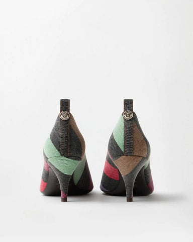 Tina Striped Denim Pumps 65 mm
